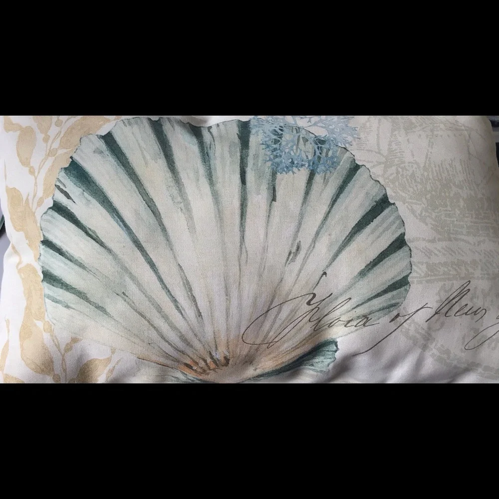Coastal Shell Accent Pillow in Seafoam Green